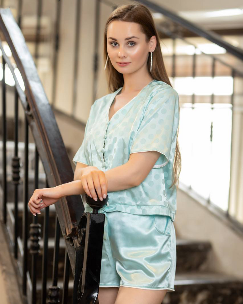 Tie-Front Satin Set