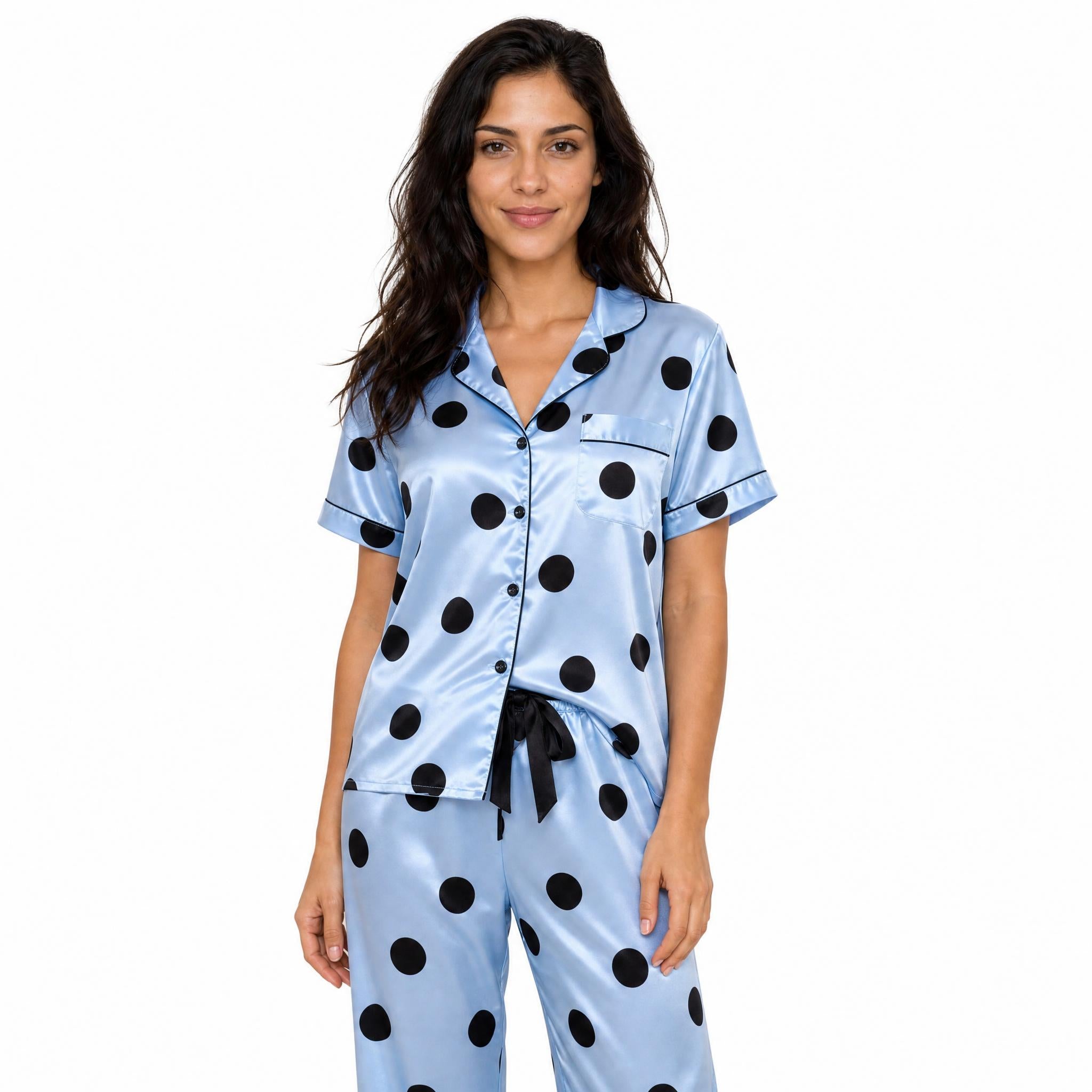Button-Down Satin PJ Set