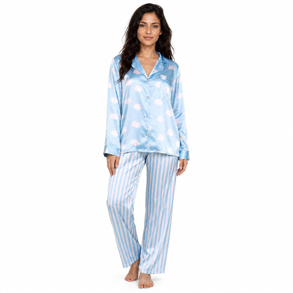 Button-Down Satin PJ Set