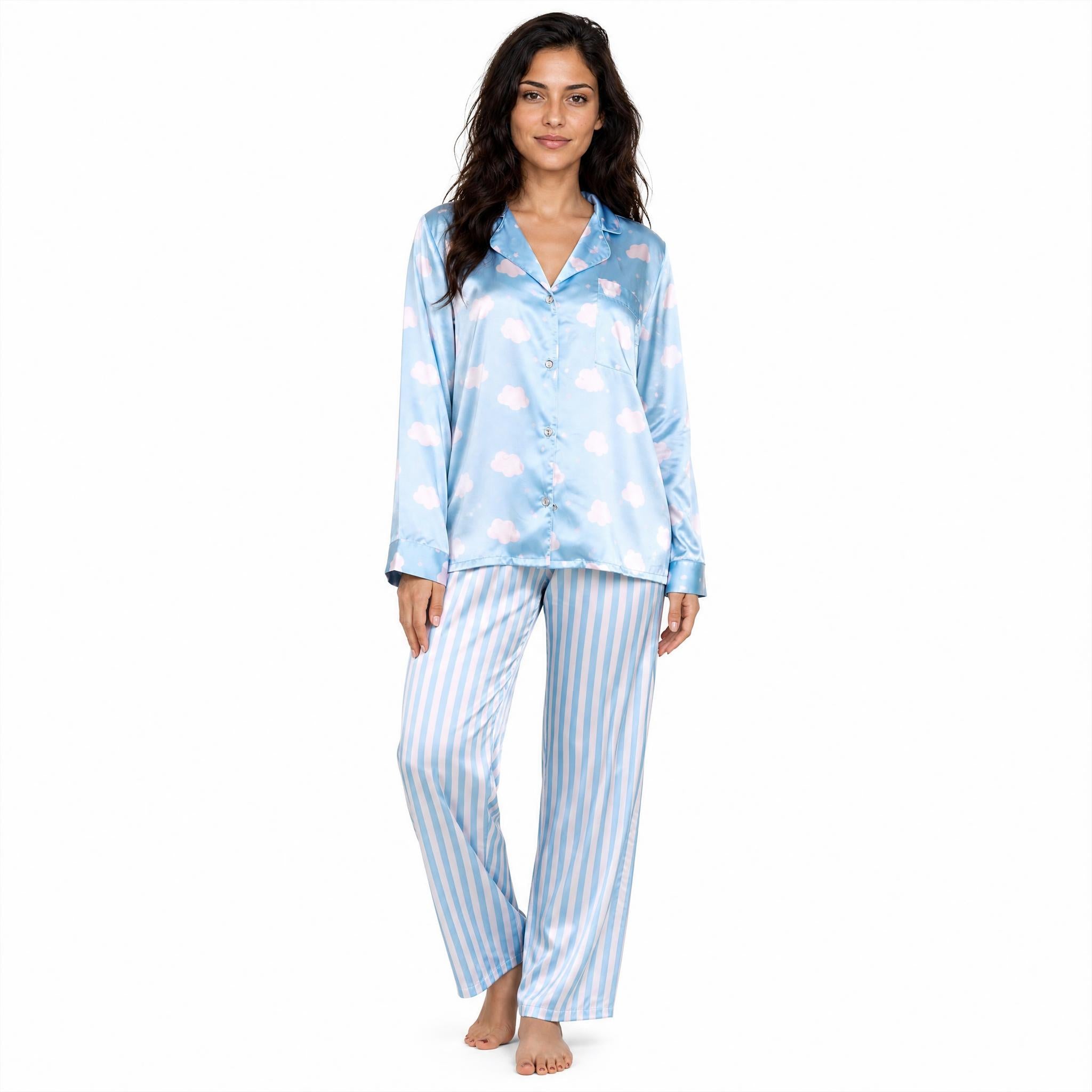 Button-Down Satin PJ Set
