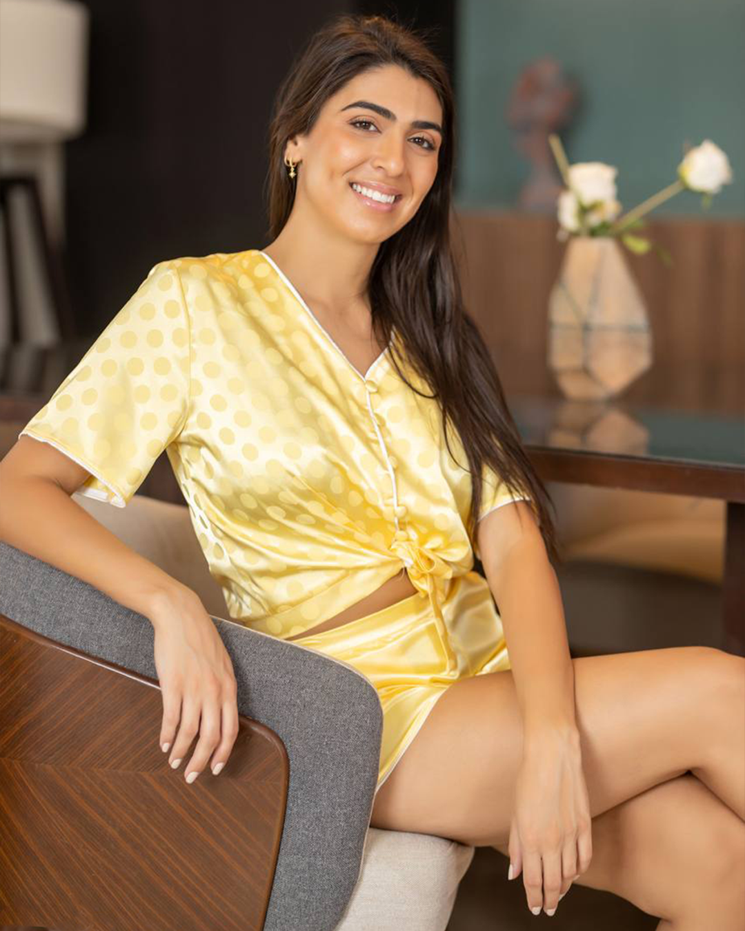 Tie-Front Satin Set