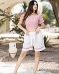 Eyelet Cotton Top & linen Shorts